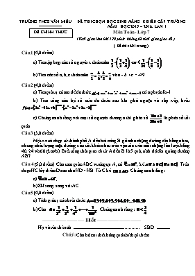 Đề thi chọn học sinh năng khiếu cấp trường năm học 2015  2016. lần 1 môn Toán - Lớp 7